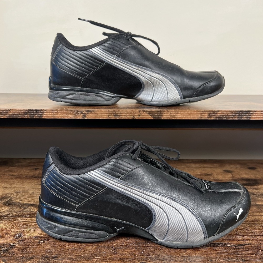 Puma Super Elevate Black Silver Stripe Low Top Running men's 10